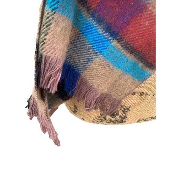 🌸3/$15🌸Plaid Warm Scarf Brown, Red, and Turquoise 60" Long - Picture 2 of 3